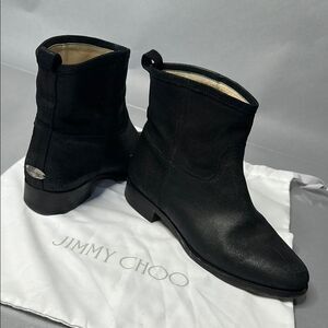 Authentic Jimmy Choo Ankle Booties | Black Suede | EU 38.5 | (A-1526)